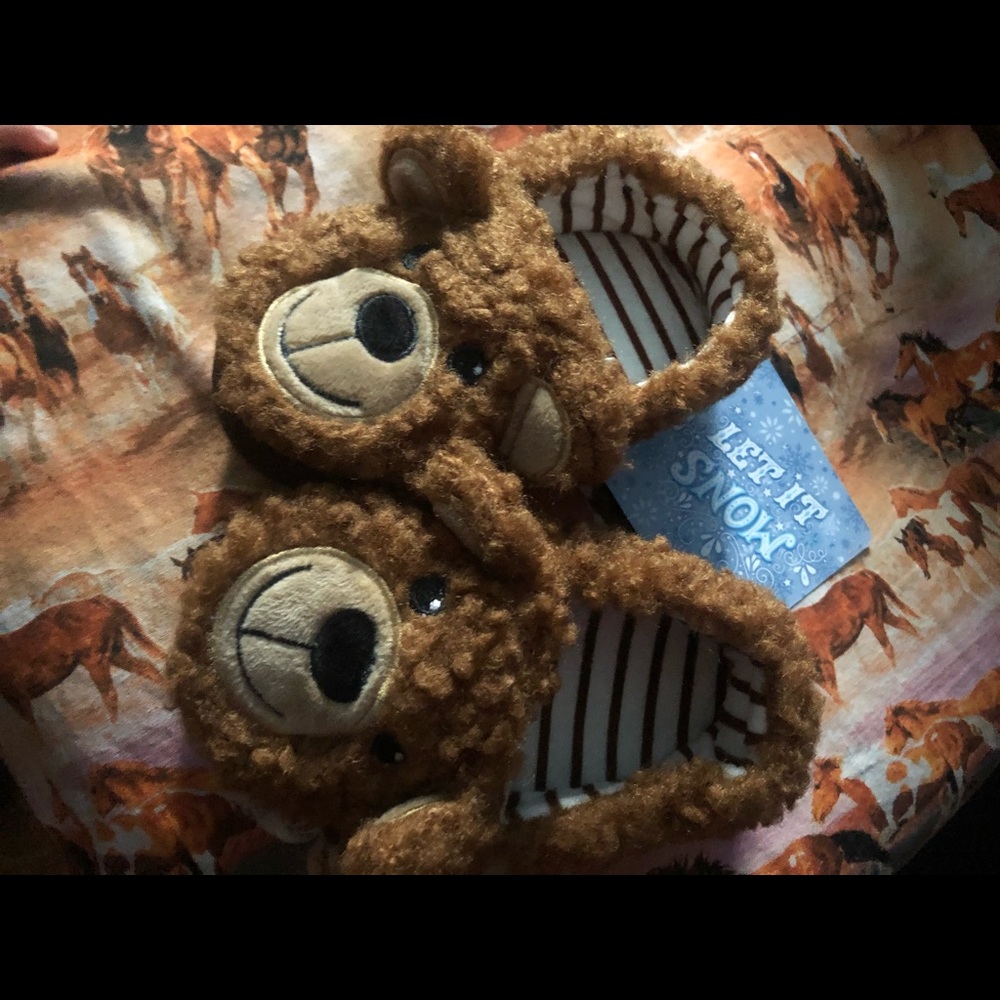 Fuzzy Toddler Bear Slippers
